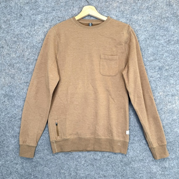 Vuori Jeffreys Pullover Sweatshirt Mens Small Zip Pocket Brown Leisure Casual - Picture 1 of 11